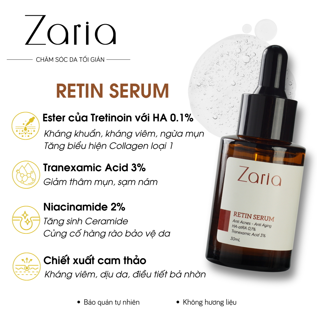Serum Ngăn Ngừa Lão Hóa Làm Sáng Da Zaria Retin Serum 30ml