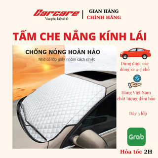 Tấm che nắng kính lái ô tô - Chính hãng Carcare - Tấm chắn nắng ô tô loại dày có túi đựng