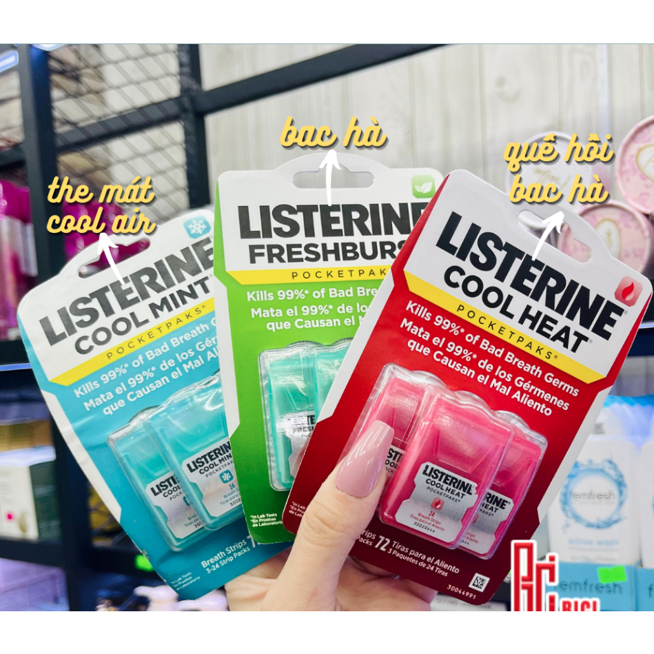 MIẾNG NGẬM Thơm Miệng LISTERINE Pocketpaks 72 Tiras - USA