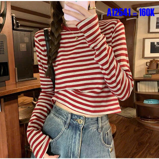 Áo thun kẻ croptop TD