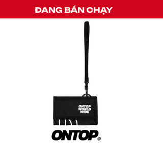 Ví vải canvas nam nữ màu đen ONTOP nắp gập tặng kèm keychain local brand Worldwide Wallet l O-V022