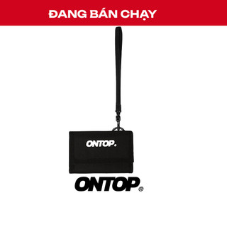 Ví cầm tay local brand ONTOP vải canvas nam nữ màu đen tặng kèm keychain New Logo Wallet | O-V21-VA