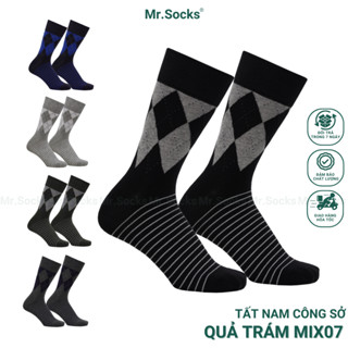 Tất nam công sở đi giày tây Mr.Socks mẫu MIX07, sợi cotton mềm mại thoáng khí, êm chân - GOM-MIX07-1DOI
