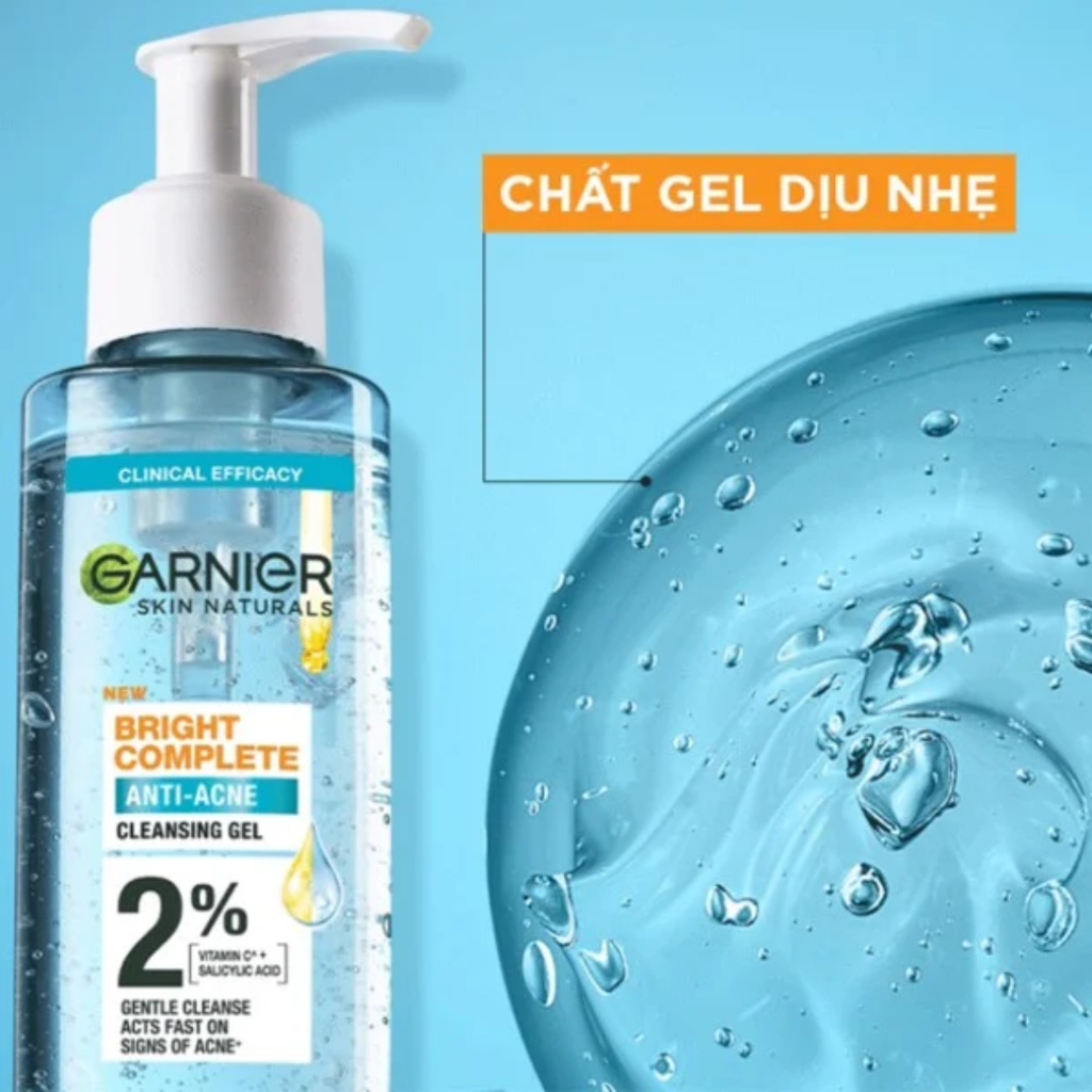 Gel Rửa Mặt Sạch Thoáng Dịu Nhẹ Cho Da Dầu Mụn Garnier Bright Complete Anti-Acne Cleansing Gel 120ml
