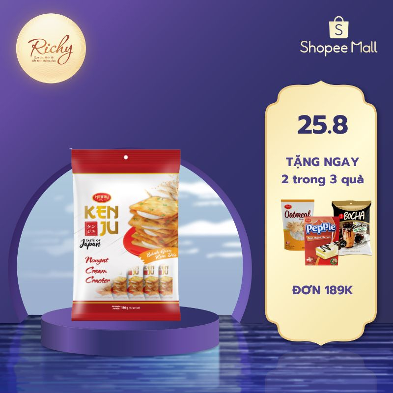 Bánh Richy Kenju quy hành kem dẻo túi 186g