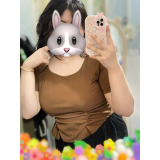 Áo cổ u nhún thun eo nữ bigsize - A37