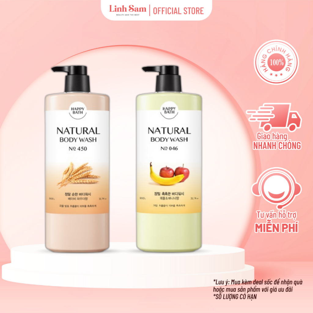 Sữa Tắm Happy Bath Natural Body Wash 900g (Chai Cao) - Linh Sam