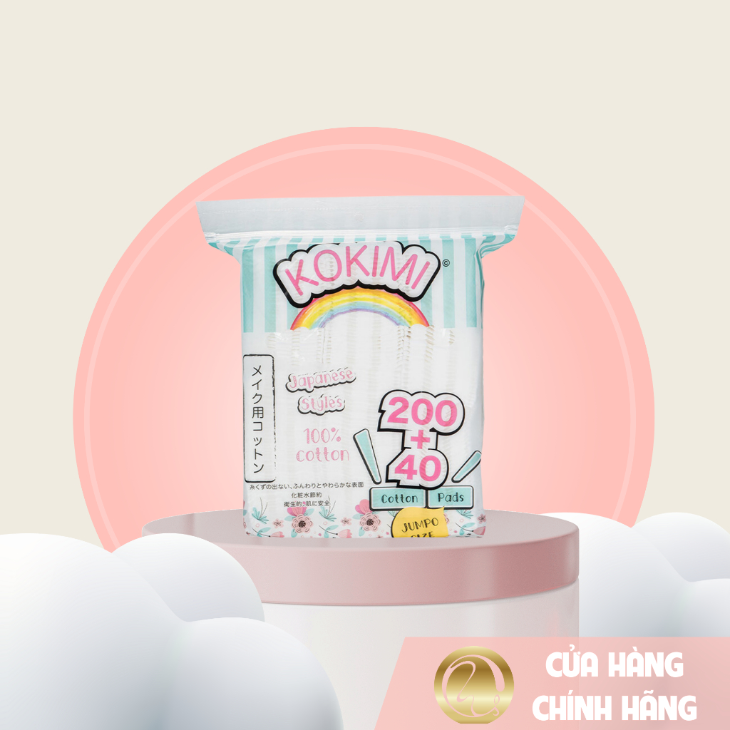 Bông Tẩy Trang Kokimi Mềm Mịn, Không Xù Lông Mihoo Kokimi Cotton Pads Nhật Túi 240 Miếng