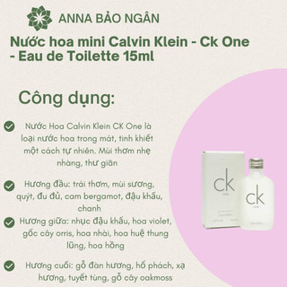 Nước hoa Unisex CALVIN KLEIN EDT CK One 15ml mini size - chính hãng