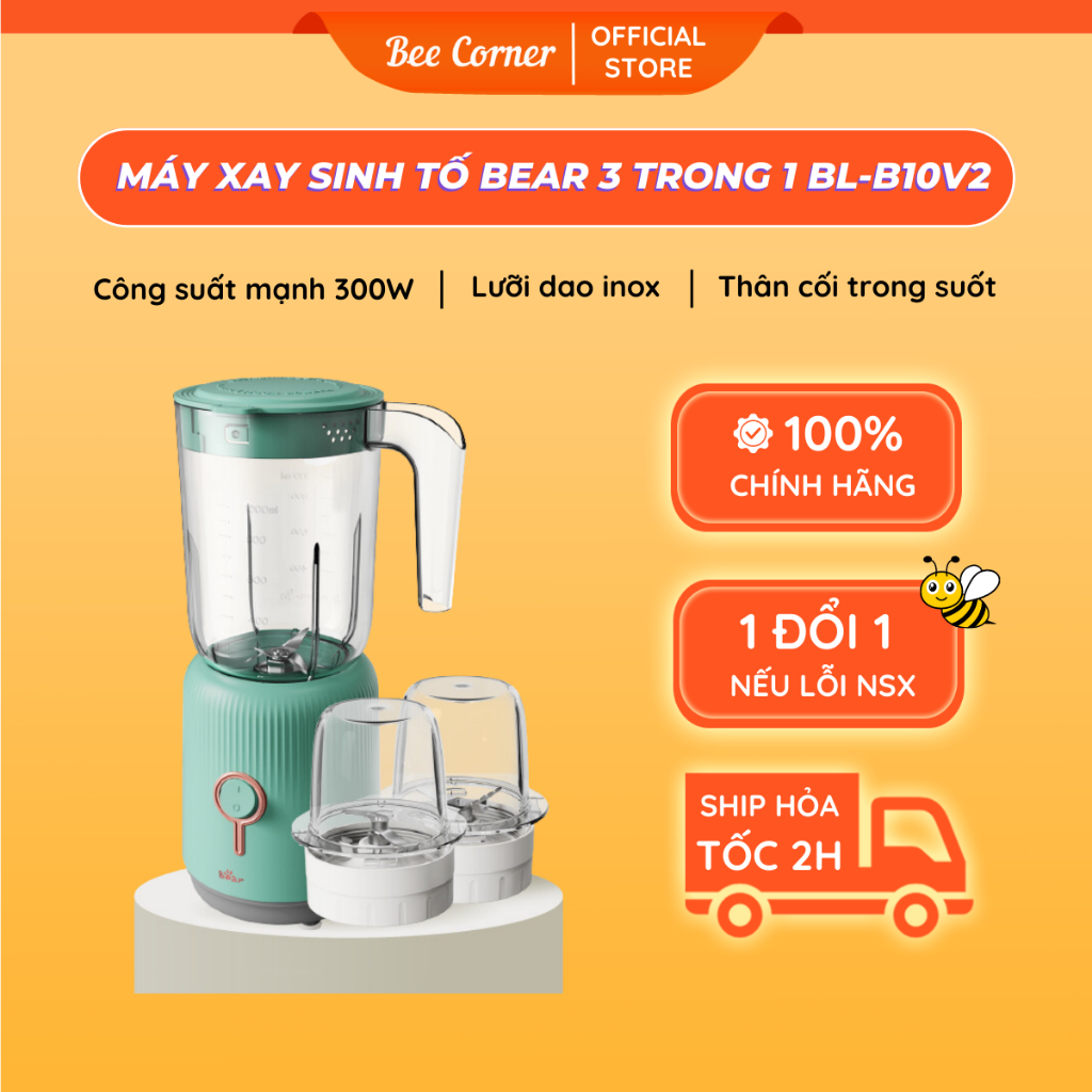 Máy Xay ăn Dặm Đa năng 3 Cối BEAR Xay Thịt, Xay Đồ Khô, Xay Đồ Ăn Dặm Công Suất Lớn BL-B10V2