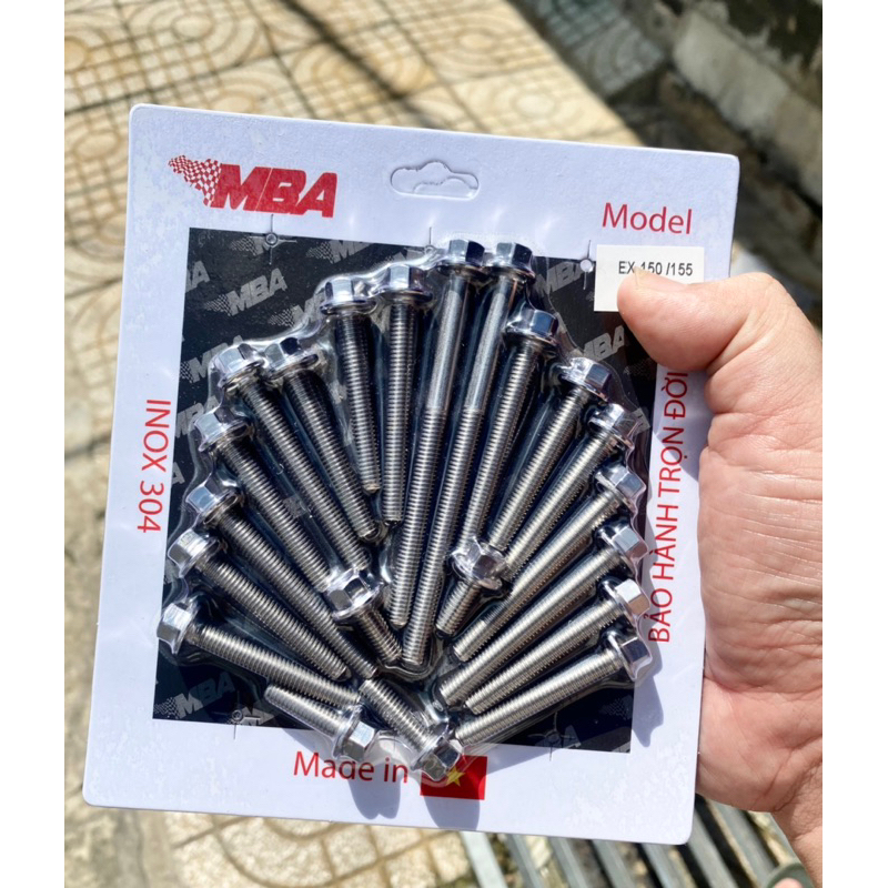 Bộ ốc lốc máy salaya MBA Inox 304 đủ các dòng xe