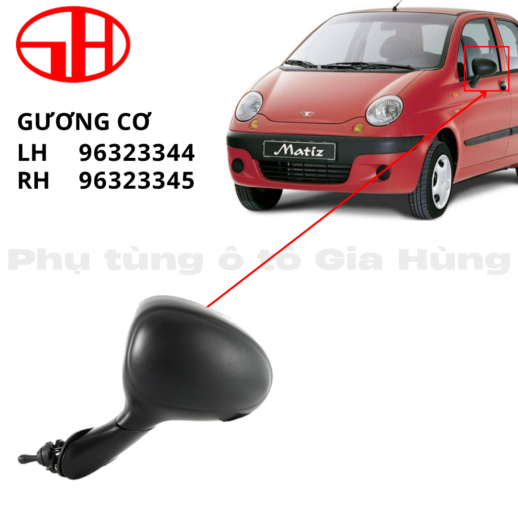 Gương chiếu hậu loại chỉnh cơ cho xe ô tô MATIZ 2 cho đời xe 1999-2008