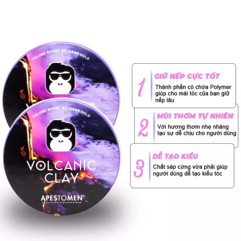 Sáp Vuốt Tóc Apestomen Volcanic Clay 80g, Sáp Vuốt Tóc Avaty 100g