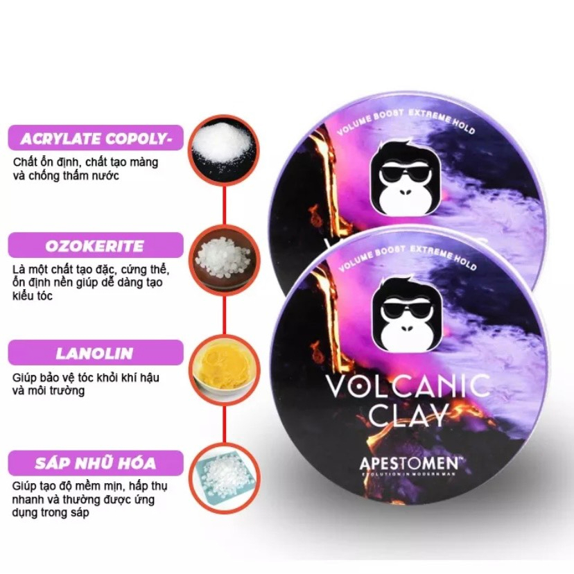 Sáp Vuốt Tóc Apestomen Volcanic Clay 80g, Sáp Vuốt Tóc Avaty 100g
