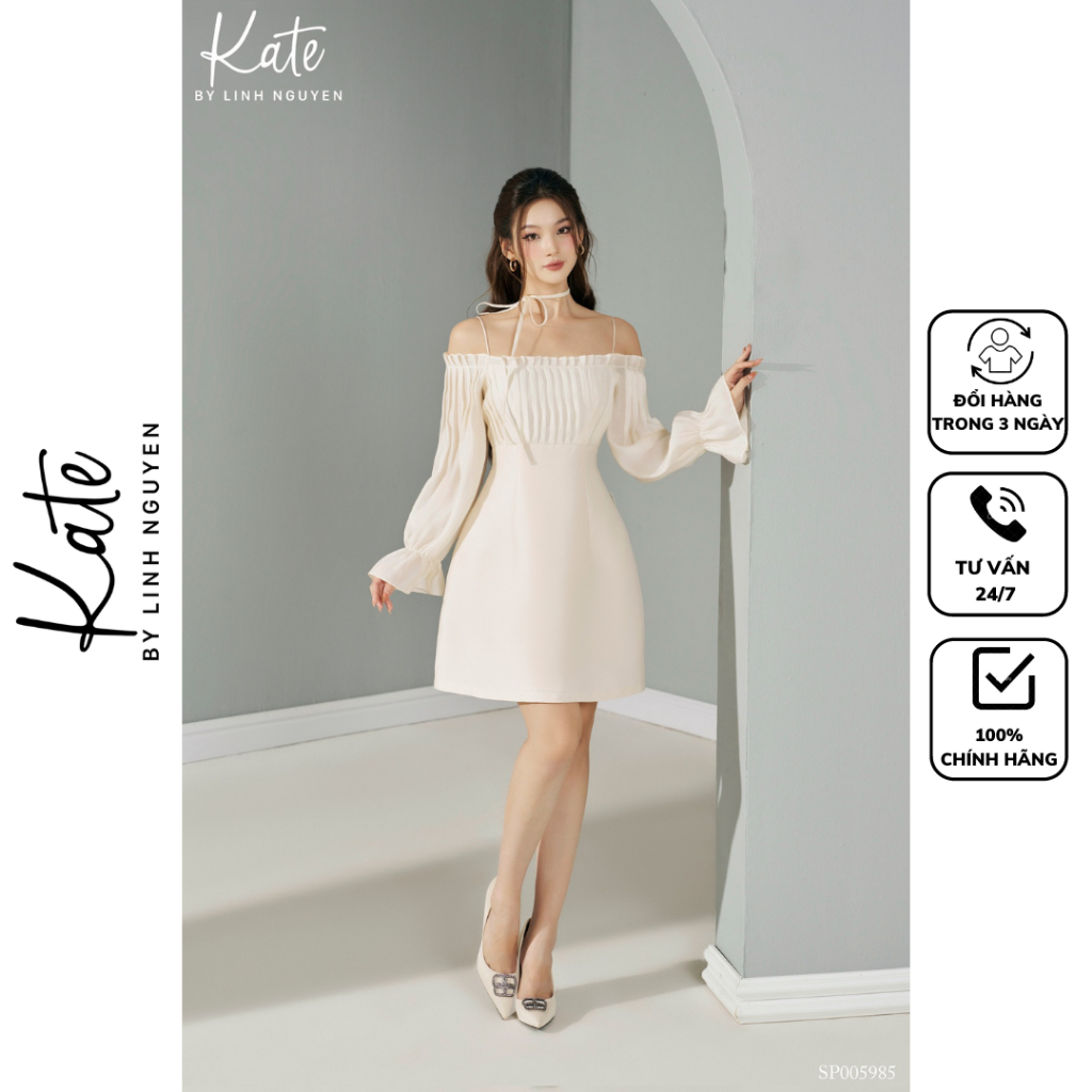 Váy xếp ly ngực, tay 5985 thời trang thiết kế Kate by Linh Nguyen