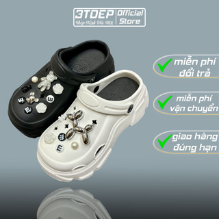Dép crocs lạc đà cao 7cm 3TDEP, dép sục nữ cao cấp siêu êm chân, tăng 1 size