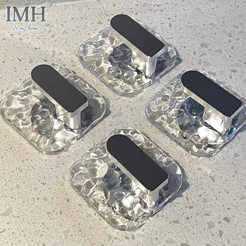 Móc treo đồ đa năng chịu lực dán tường phòng tắm siêu dính hình vuông Acrylic vân sóng trong suốt cao cấp - IMH523