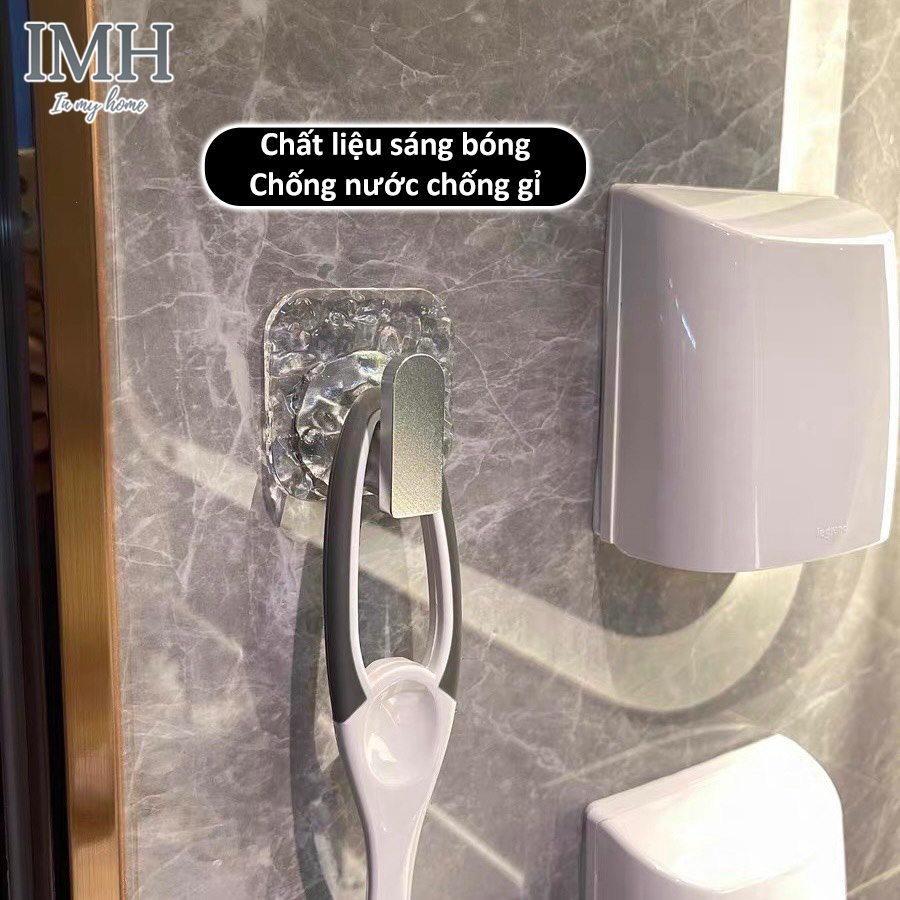 Móc treo đồ đa năng chịu lực dán tường phòng tắm siêu dính hình vuông Acrylic vân sóng trong suốt cao cấp - IMH523