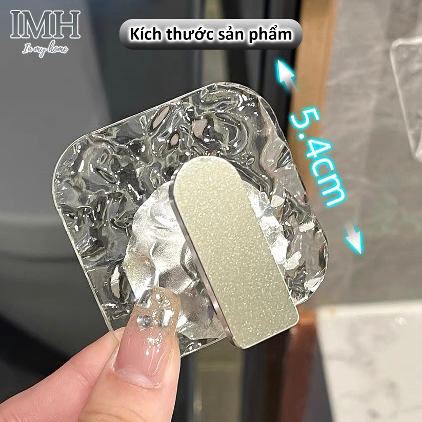 Móc treo đồ đa năng chịu lực dán tường phòng tắm siêu dính hình vuông Acrylic vân sóng trong suốt cao cấp - IMH523