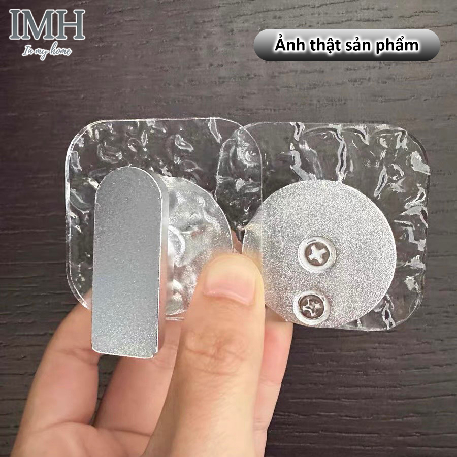 Móc treo đồ đa năng chịu lực dán tường phòng tắm siêu dính hình vuông Acrylic vân sóng trong suốt cao cấp - IMH523
