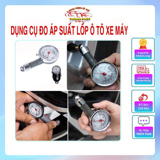 Dụng cụ đồng hồ đo kiểm tra áp suất lốp ô tô xe hơi, xe máy chất liệu kim loại nhỏ gọn chính xác.