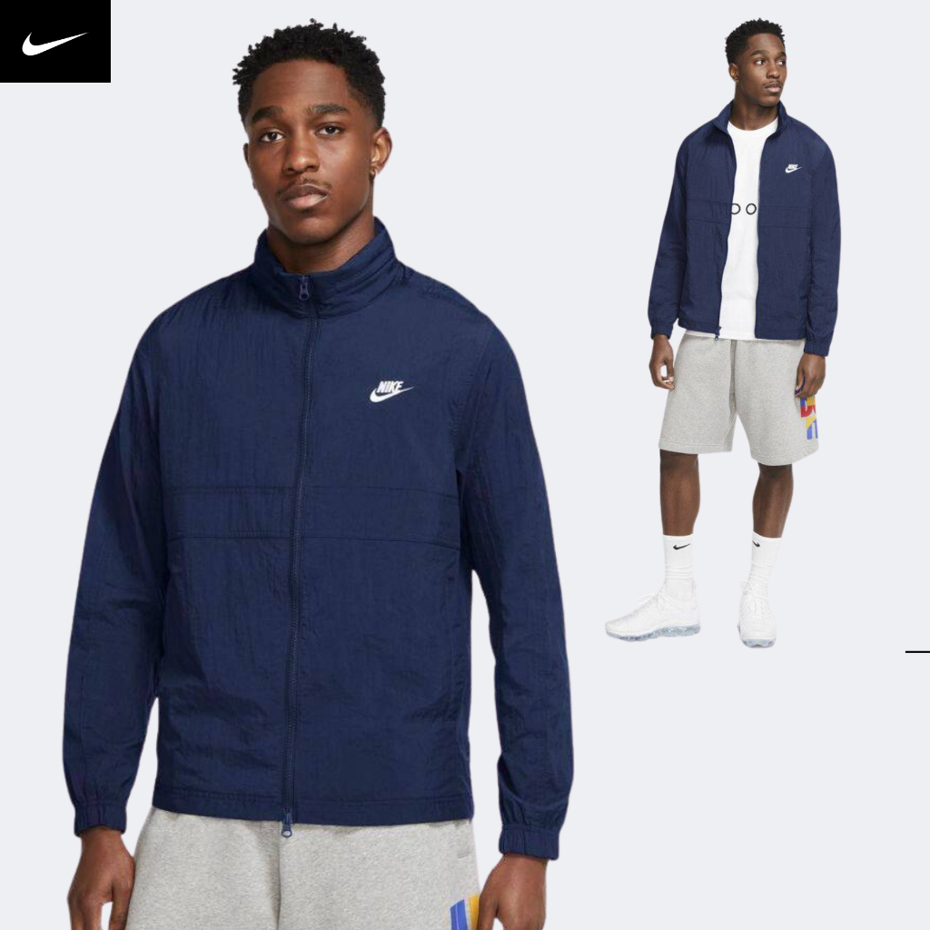 NIKE - Áo khoác thể thao nam nữ Nike NSW Windrunner Colorblock Hooded Jacket chính hãng - Xanh navy