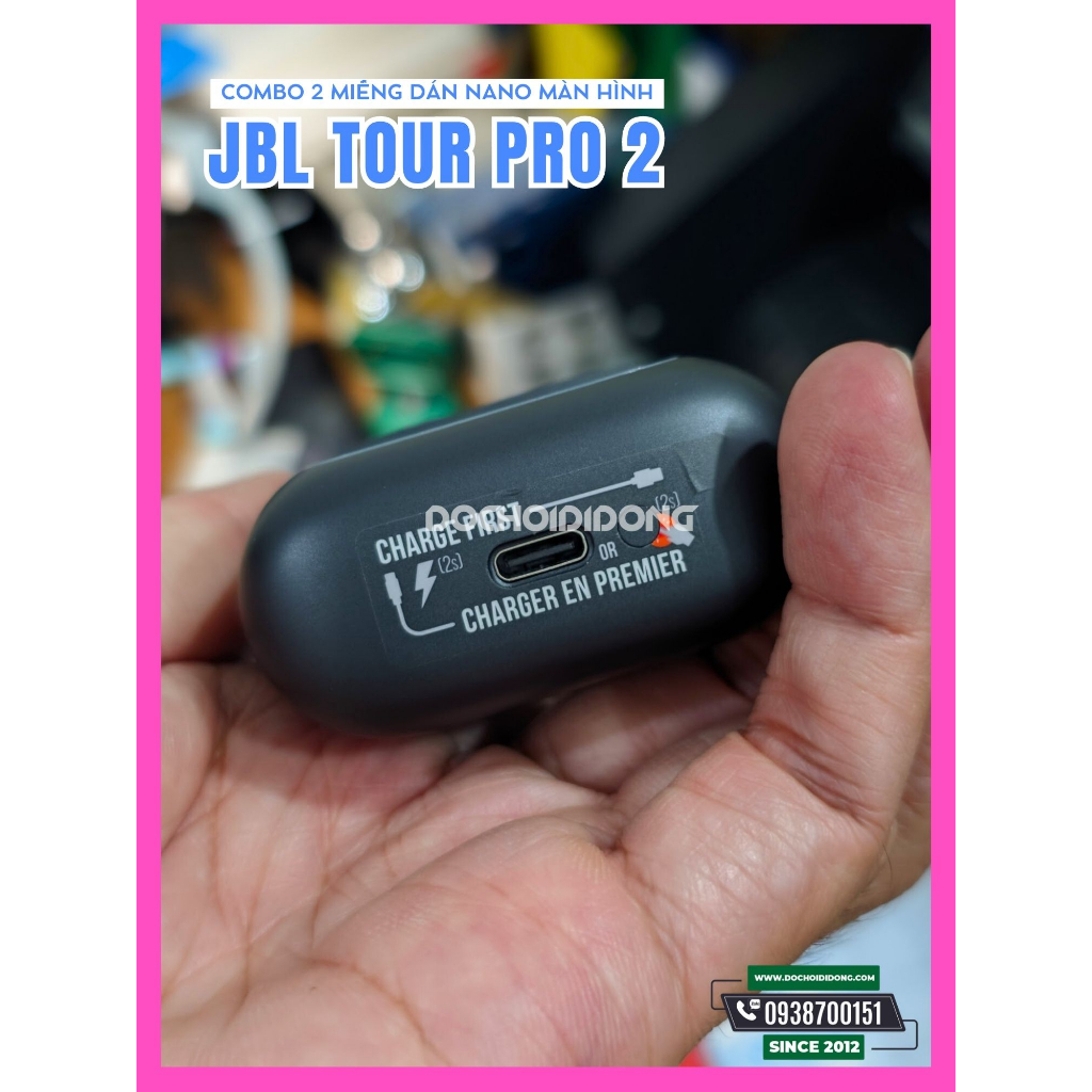 Combo 2 Miếng dán nhựa nano bảo vệ màn hình tai nghe JBL Tour Pro 2 dành cho ốp lưng chính hãng