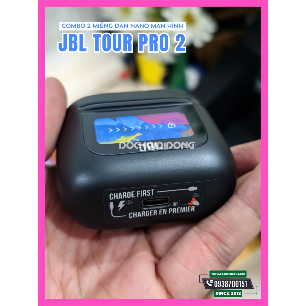Combo 2 Miếng dán nhựa nano bảo vệ màn hình tai nghe JBL Tour Pro 2 dành cho ốp lưng chính hãng