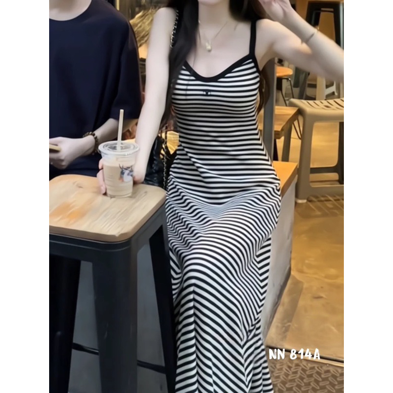 Set váy body kẻ mix áo cadigan dài tay siêu xinh