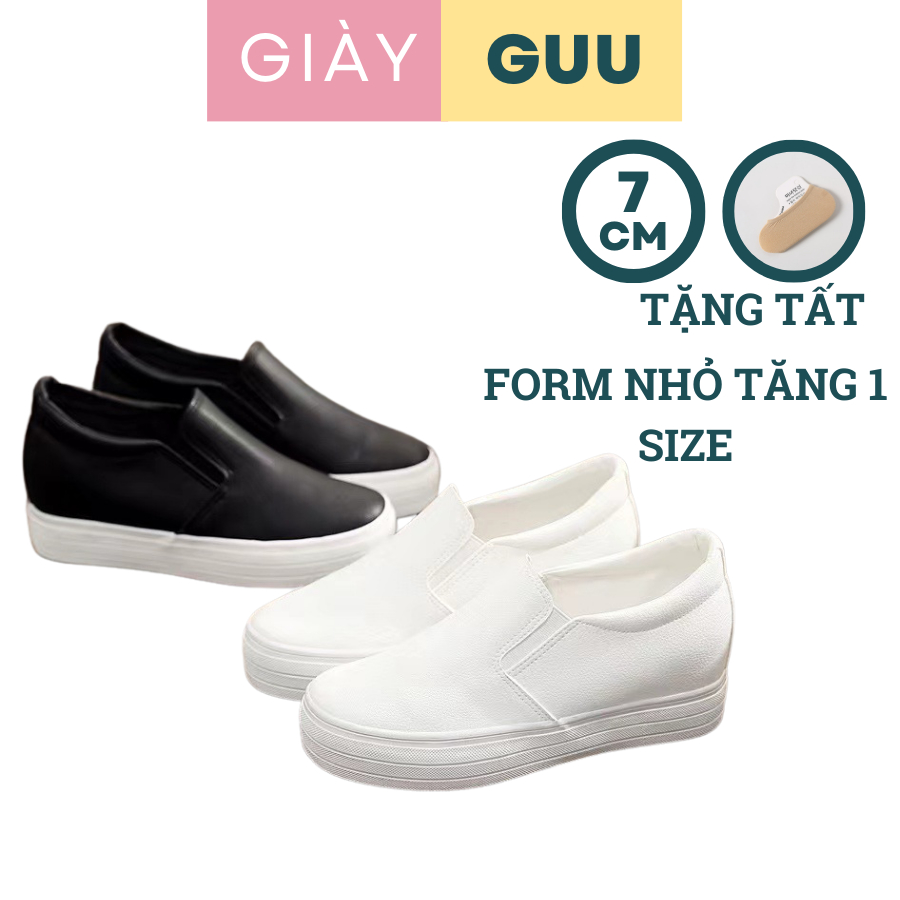 Giày nữ, Giày lười nữ độn đế, tăng chiều cao 5cm, dáng trơn đơn giản, Giày slip on