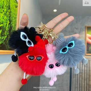 Móc khóa búp bê lông thỏ siêu mịn