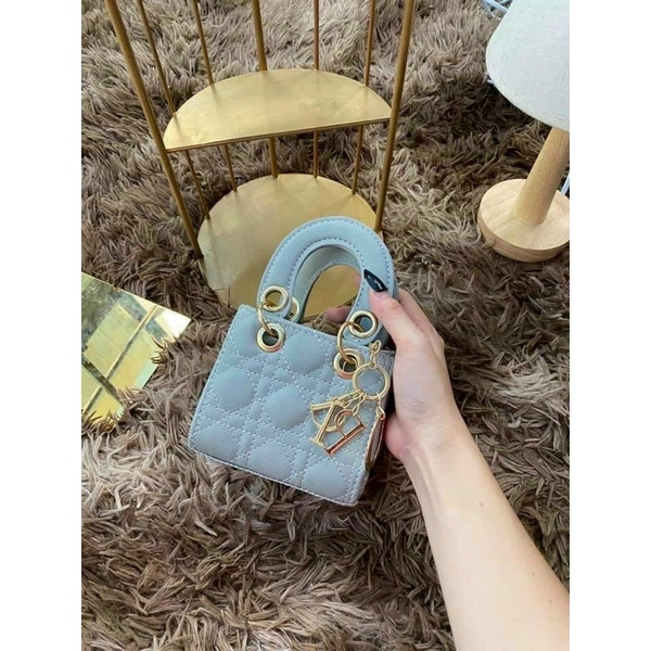 Túi đeo chéo mini cầm tay, Túi vuông 5 ô da nhám size 13cm, Túi xách nữ mini đeo chéo hai quai xách tay M205