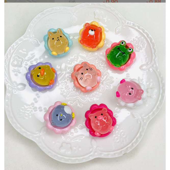 Mô hình các con vật nằm bồn tắm dạ quang nhiều màu phát sáng trang trí nhà búp bê, DIY