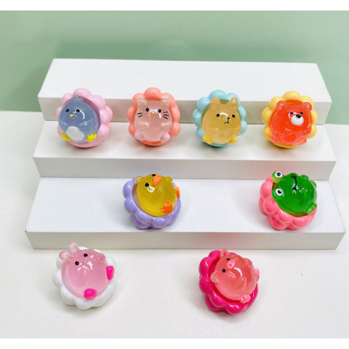 Mô hình các con vật nằm bồn tắm dạ quang nhiều màu phát sáng trang trí nhà búp bê, DIY