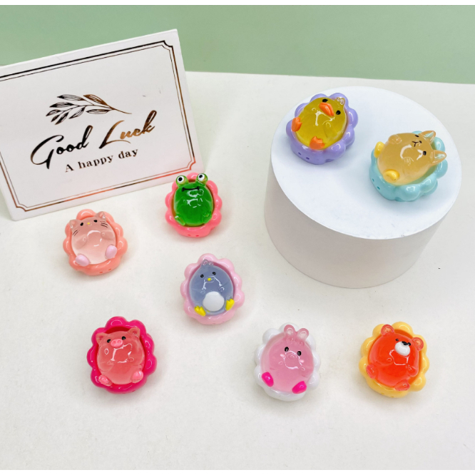 Mô hình các con vật nằm bồn tắm dạ quang nhiều màu phát sáng trang trí nhà búp bê, DIY