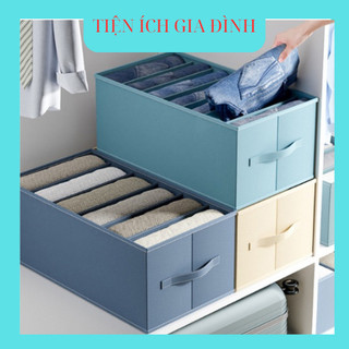 Hộp Vải Đựng Quần Áo Chia Ngăn Có Nắp Gấp Gọn Tiện Lợi