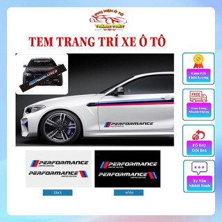 Bộ 2 tem chữ thể thao PERFORMANCE dán trang trí cửa, kính lái, kính sau ô tô có logo hãng xe