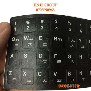 Miếng dán bàn phím chữ hàn quốc màu trắng nền màu đen