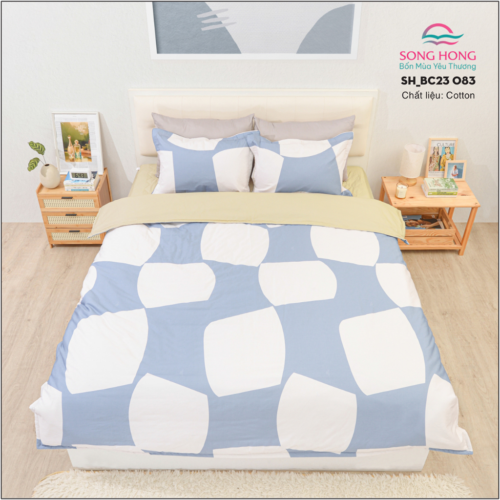 Bộ ga chun KC 1m5*1m9 - Chất cotton - Sông Hồng chính hãng.