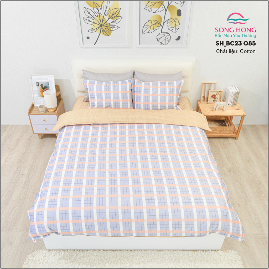 Bộ ga chun KC 1m5*1m9 - Chất cotton - Sông Hồng chính hãng.