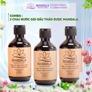 Combo 3 Nước Gội Thảo Dược Mandala 300ml Chống Bết, Chống Gàu Ngứa, Không Chứa Silicone