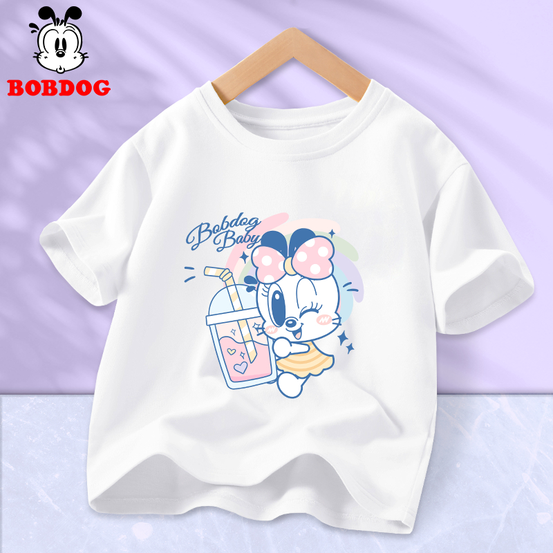 Áo thun bé gái BOBDOG, áo thun trẻ em chất liệu cotton mềm mịn in hình dễ thương cho bé