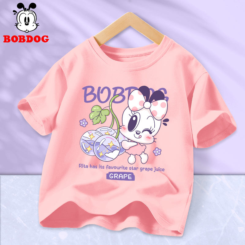 Áo thun bé gái BOBDOG, áo thun trẻ em chất liệu cotton mềm mịn in hình dễ thương cho bé