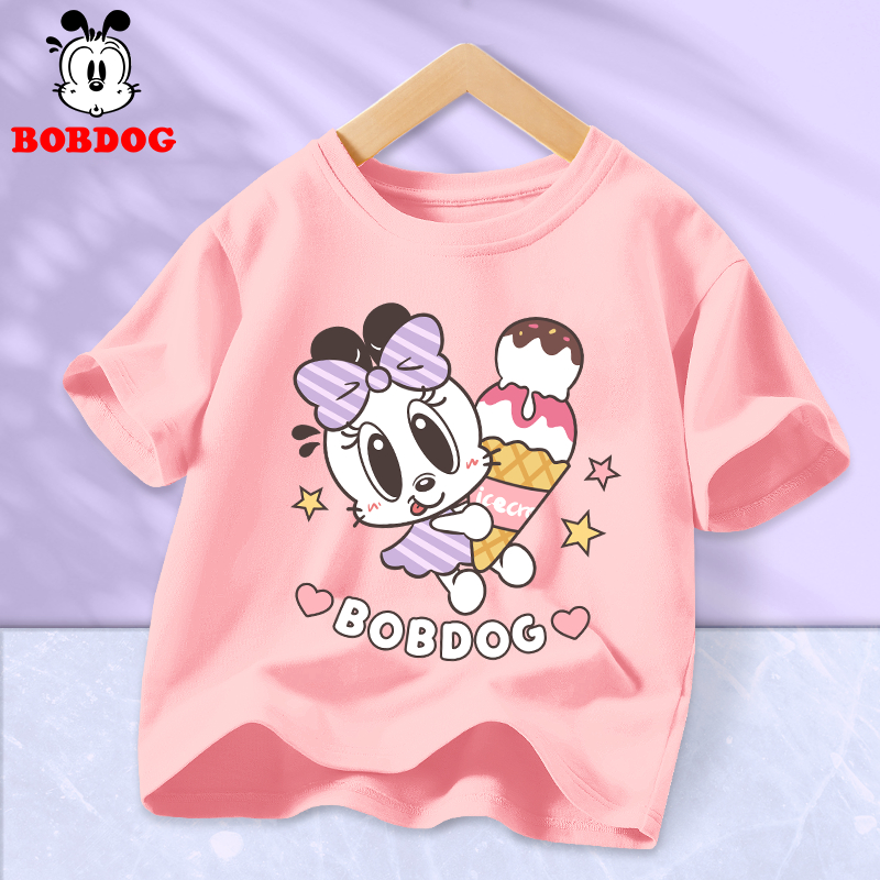 Áo thun bé gái BOBDOG, áo thun trẻ em chất liệu cotton mềm mịn in hình dễ thương cho bé