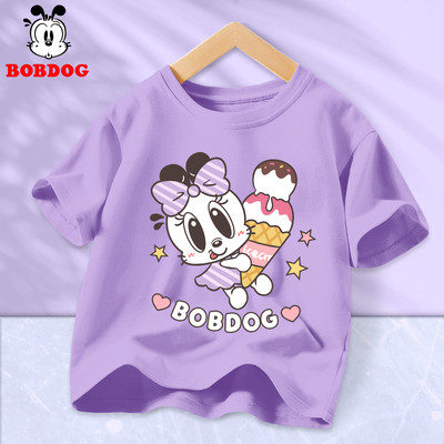 Áo thun bé gái BOBDOG chất liệu cotton mềm mịn in hình dễ thương áo cộc cho bé mặc hè mát