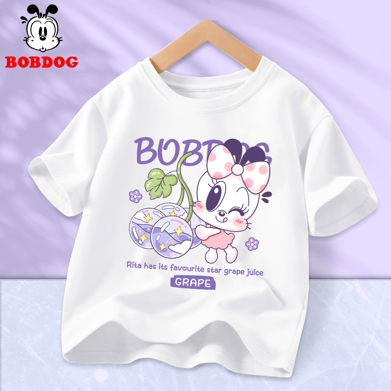 Áo thun bé gái BOBDOG, áo thun trẻ em chất liệu cotton mềm mịn in hình dễ thương cho bé