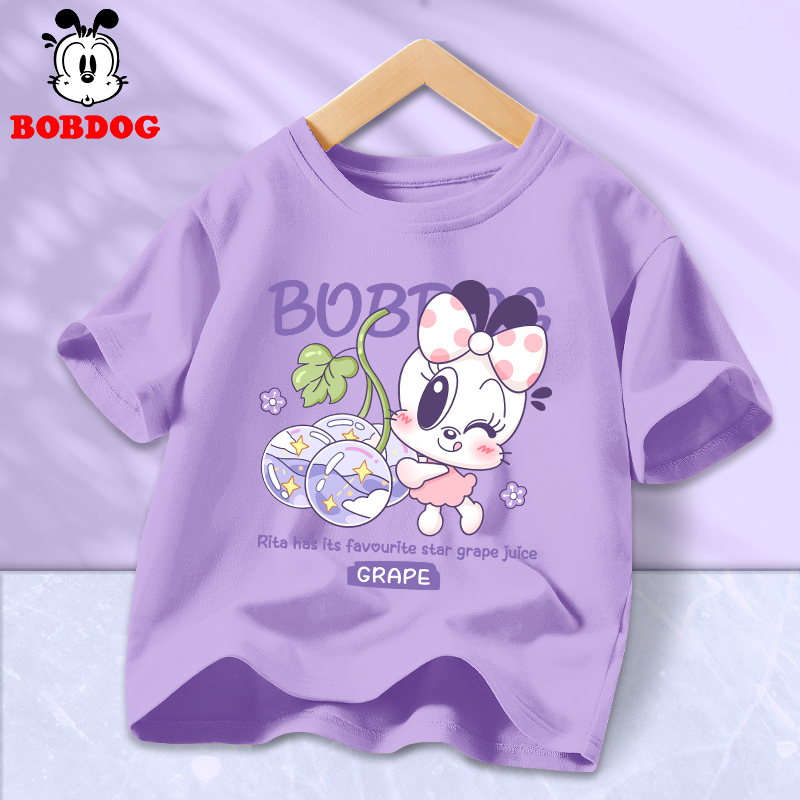 Áo thun bé gái BOBDOG, áo thun trẻ em chất liệu cotton mềm mịn in hình dễ thương cho bé