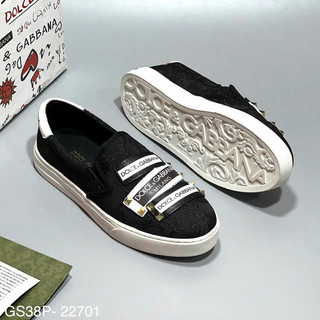 Giày slipon lười nam D.G da Pu bọc vải dệt hoạ tiết hoa lá thêu mác logo da tag đá cao cấp GS38P