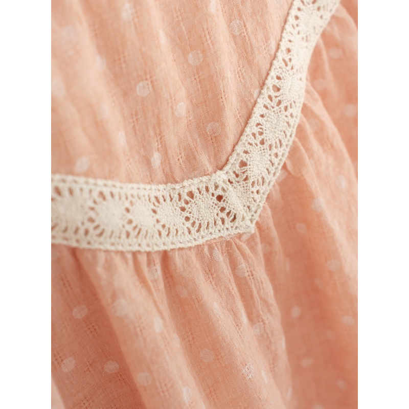 Áo babydoll tay lỡ họa tiết chấm bi viền ren xinh xắn MADELEN