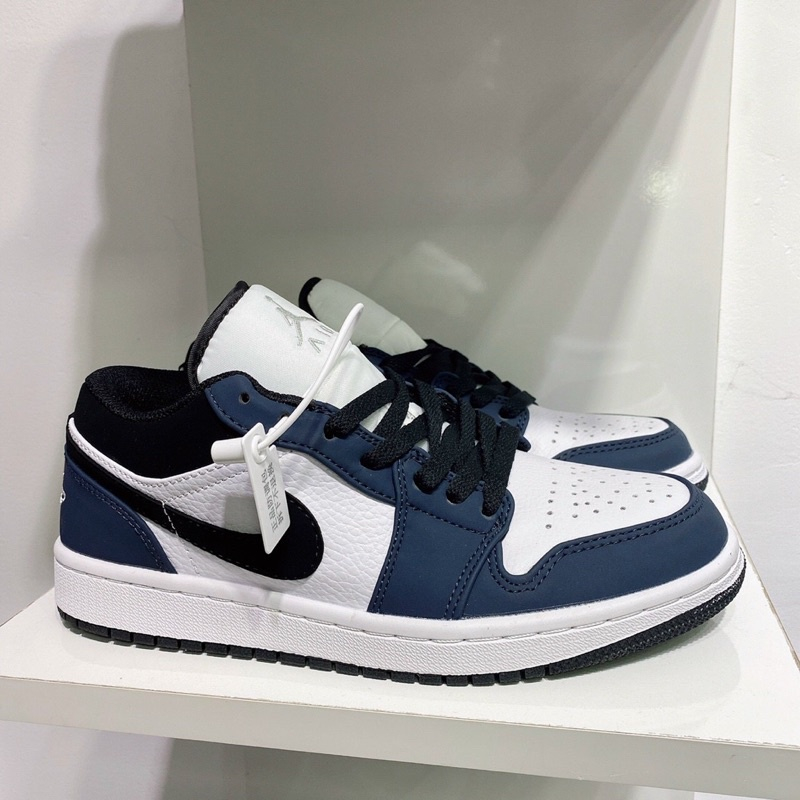Giày thể thao Jordan xanh Navy cổ thấp, giày sneaker JD1 low xanh tím than navi nam nữ đầy đủ Bill Box tặng kèm dây